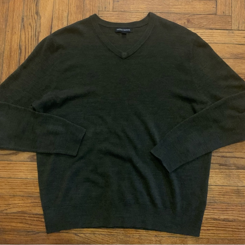 Tricots St. Raphael Sweater Mens XL Gray/Green Blend Lightweight Acrylic V Neck